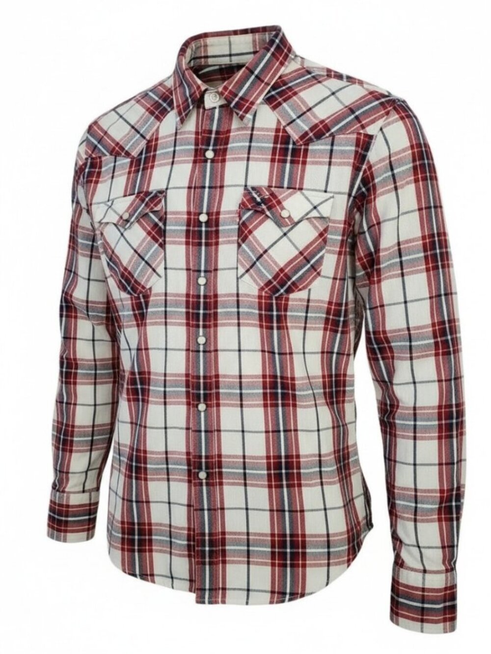 LEVI'S Barstow Western red check snap shirt M cowboy classic fit vintage vibe